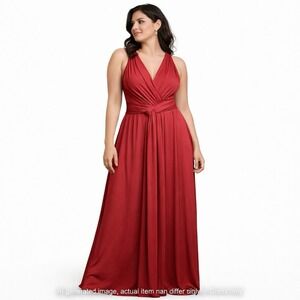 Womens Red Infinity Convertible Maxi Dress Multiway Wrap Gown Adjustable XL NWT‎